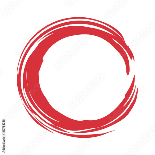 アイコン 筆文字 筆丸. 円 素材 単体 赤