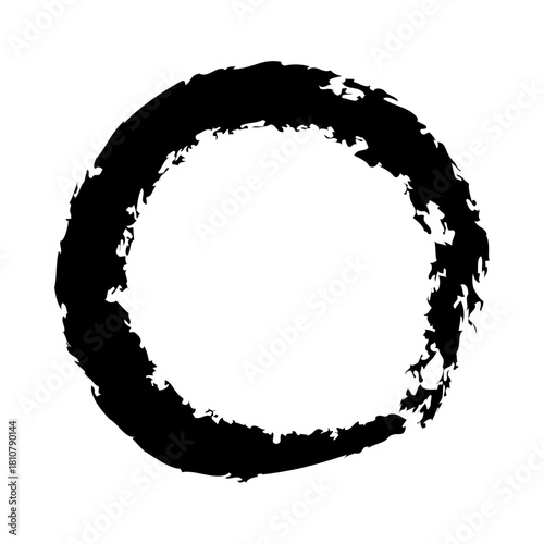 アイコン 筆文字 筆丸. 円 素材 単体 黒