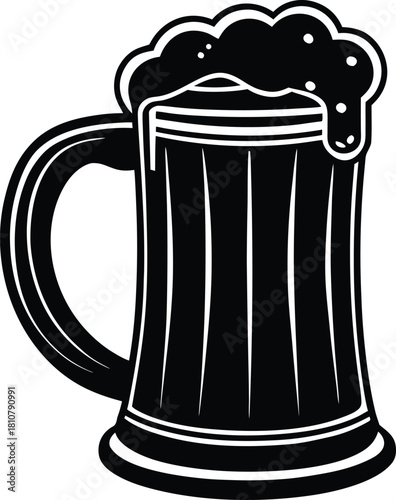 Black Ale Mug Silhouette With Foam beer drink