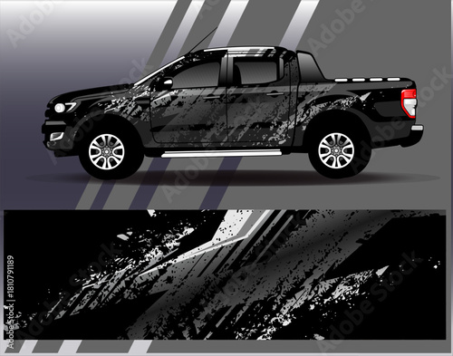 Car wrap design vector. Graphic abstract stripe racing background designs for vehicle, rally, race, adventure and car racing livery	