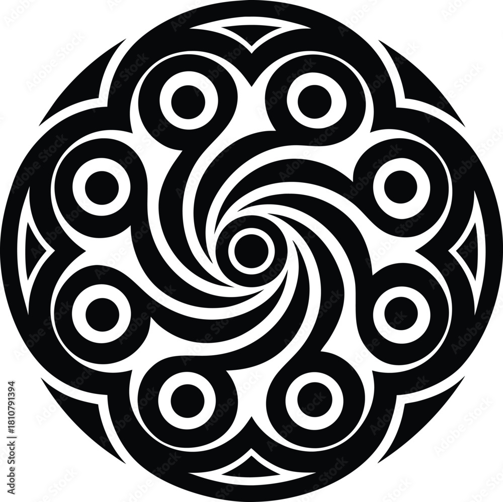 Naklejka premium Celtic spiral symbol silhouette graphic design vector 1