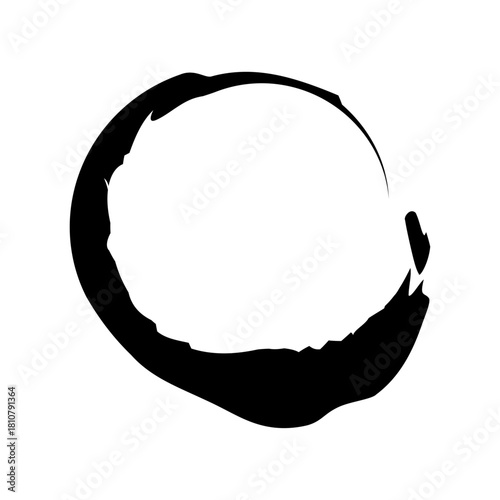 アイコン 筆文字 筆丸. 円 素材 単体 黒