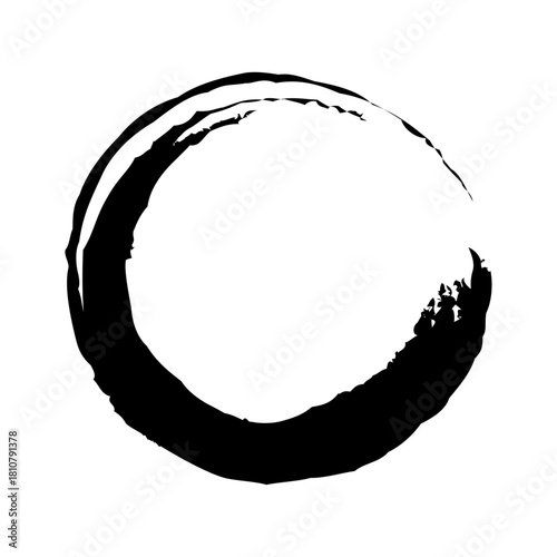 アイコン 筆文字 筆丸. 円 素材 単体 黒