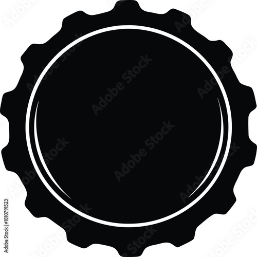 Black beer bottle cap silhouette simple graphic vector