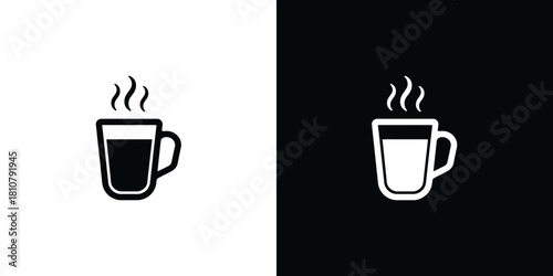 Hot Coffee or Tea Mug Icon With Steam, Transparent Background