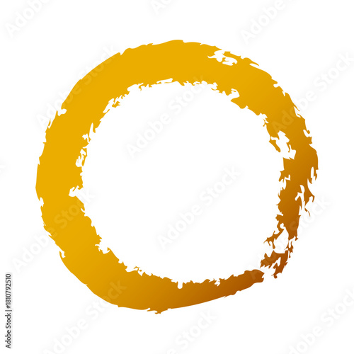 アイコン 筆文字 筆丸. 円 素材 単体 金