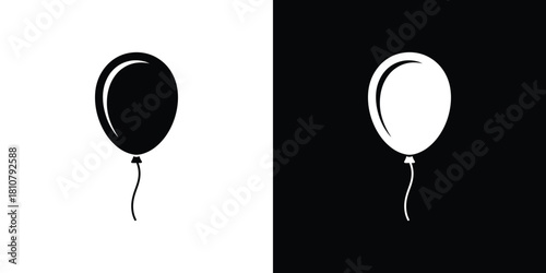 Isolated Inverted Balloon Icon Design Simple Shape on White and Black Background