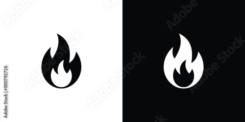 Isolated Minimalist Fire Flame Silhouette on Transparent Background