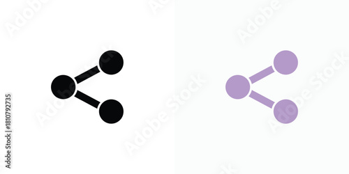 Isolated Share Icon Set in Black and Lilac, Network Symbol with Transparent Background