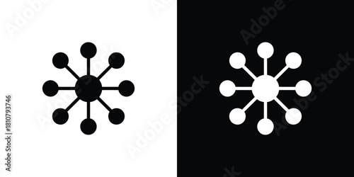 Molecule Structure with Connection Links on Half Black and Half White Background