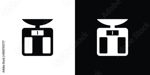 Monochrome Kitchen Scale Icon on Contrasting Background Weight Measurement Food Prep Tool