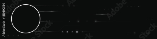 Dark Futuristic Tech Background with Glowing Lines and Circular Interface
