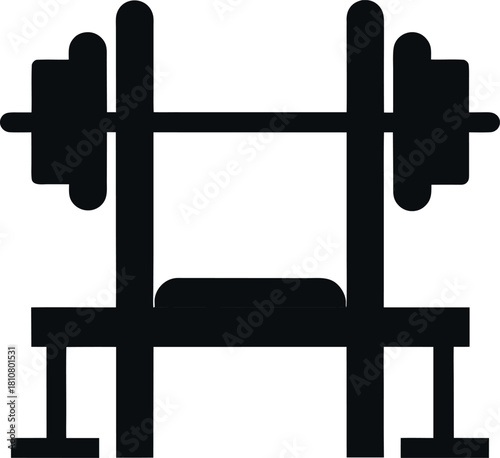 Bench press silhouette icon for fitness and sports
