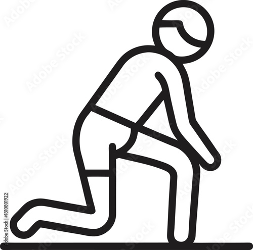 Outline burpee exercise icon on white background