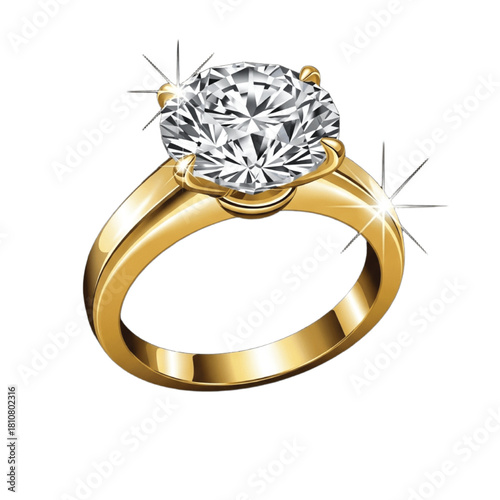 Gold wedding rings with diamond illustration symbolize love, luxury, and commitment