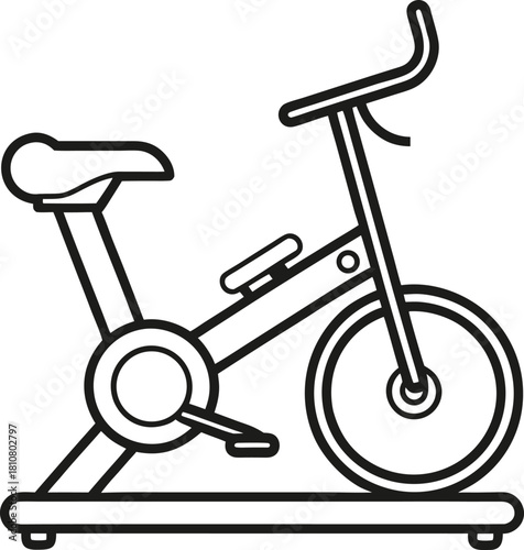 Outline exercise bike icon on white background
