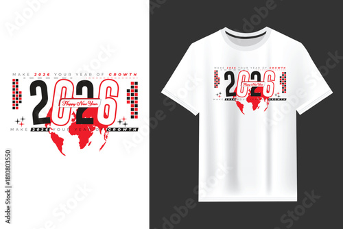 modern Typography T-shirt design 2026 Happy new year.