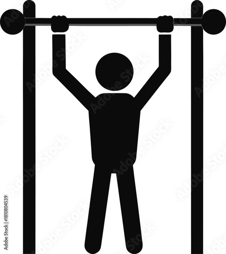 Man performing pull up silhouette icon on white background