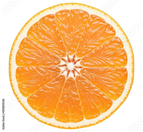 Vibrant orange slice on transparent background