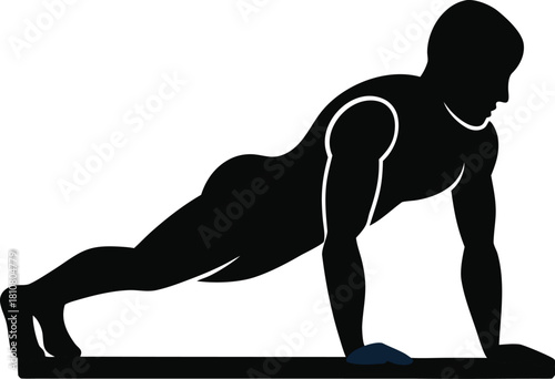 Man performing push up silhouette icon on white background
