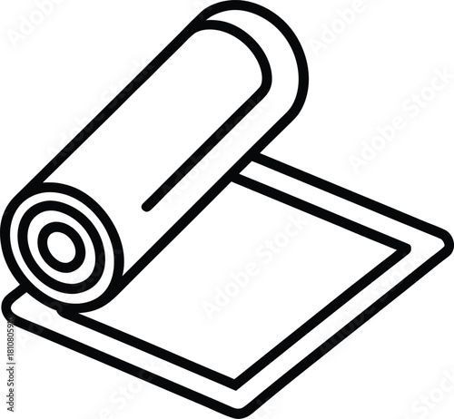 Yoga mat outline icon on white background