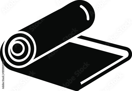 Yoga mat silhouette icon for wellness and fitness designs