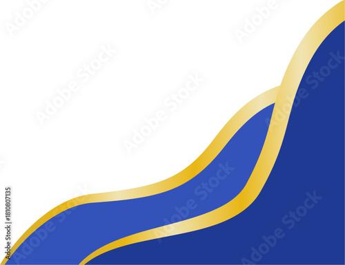 Elegant Blue and Gold Curved Border, Curved Blue Gold Banner Frame for Template Design, Luxury Blue Gold Corner Decoration Element