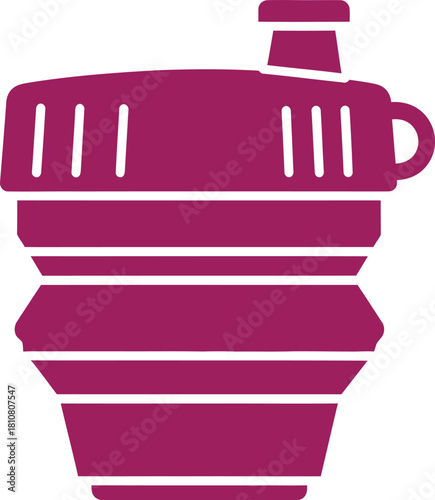 2D flat vector icon of a collapsible silicone water cup in single-color minimal flat vector design style