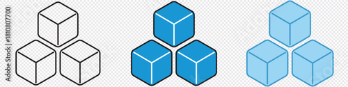 A few cubes, simple icon. Ice cubes logo or icon. Ice cube icon vector collection. silhouette and outline ice cube design. Vector illustration