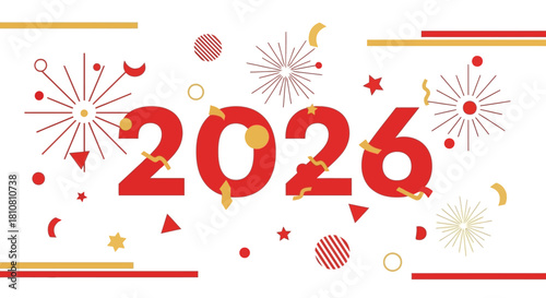 Celebrate the New Year with this vibrant 2026 design that is perfect for holiday promotions, cards, and festive marketing materials to spread joy!