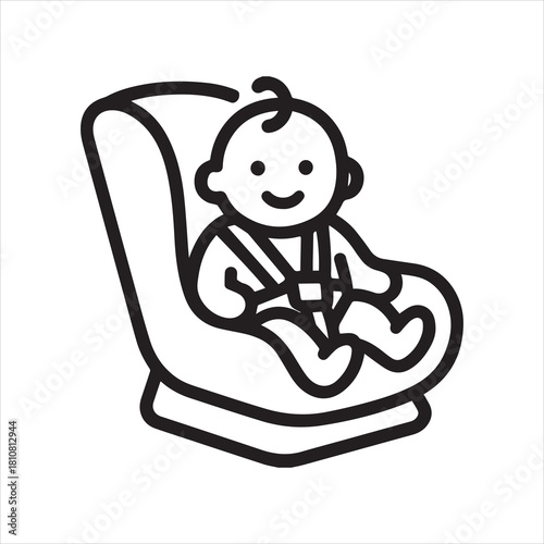 Car seat baby outline icon vector
