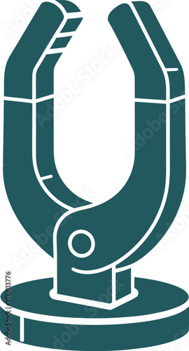 2D flat vector icon of a magnetic cable organizer clip in clean single-color minimal flat vector style