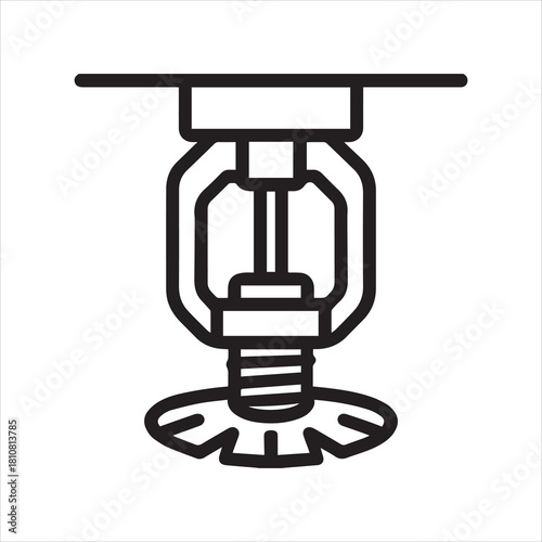 Fire sprinkler head vector outline icon