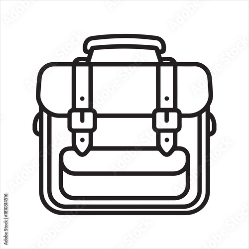 Vintage camera bag outline icon vector