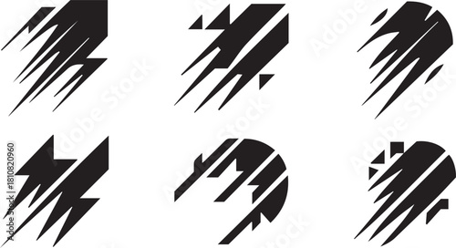 Abstract racing speed line elements, black and white racing checkered, dynamic motion arrows speed trails and abstract speed graphics 