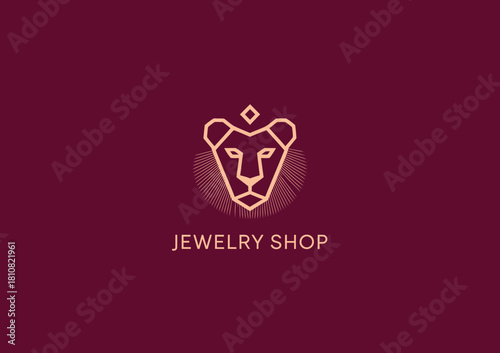 This image features a refined lion logo design representing a jewelry shop, showcasing elegance and sophistication perfect for branding upscale jewelry items.