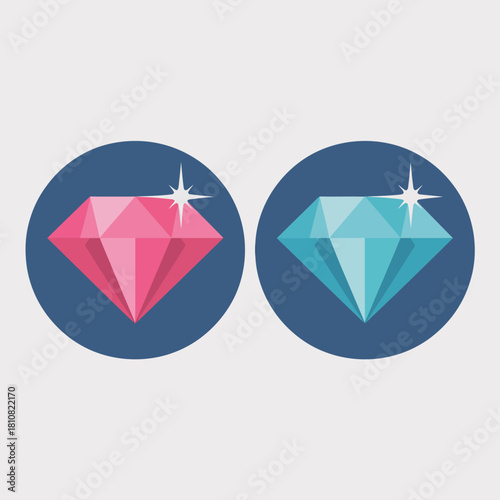 A pair of sparkling gem icons, representing luxury and beauty, perfect for businesses in the jewelry industry or digital projects related to wealth and elegance.