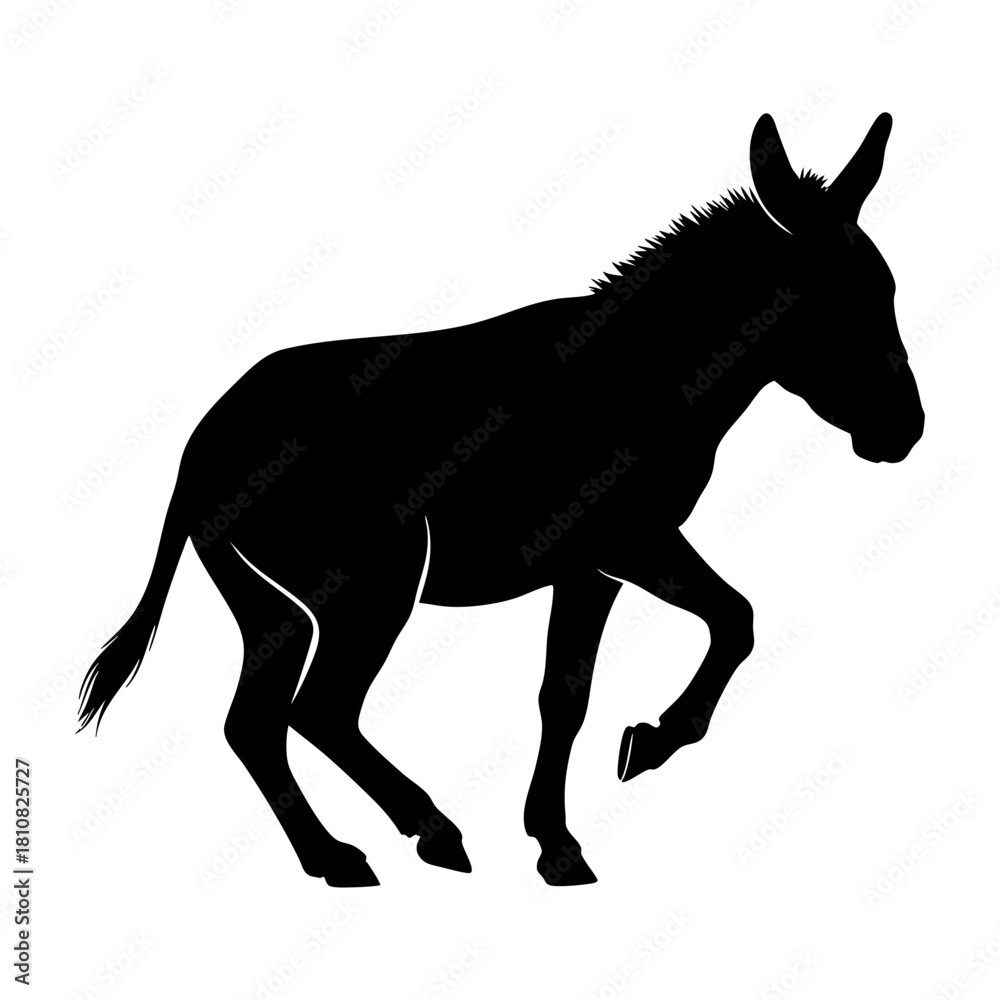 Obraz premium Kicking Donkey Silhouette Dynamic Vector Graphic