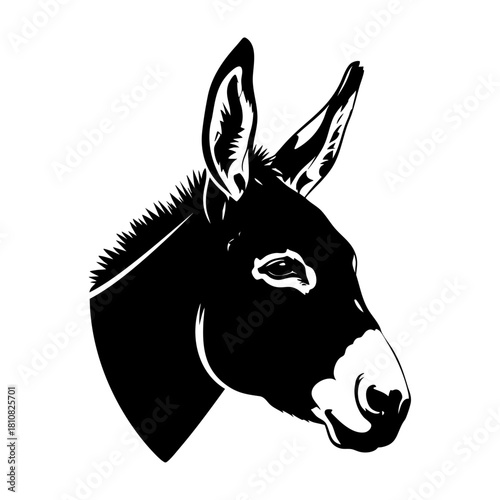 Donkey Head Profile with Long Ears Silhouette Icon