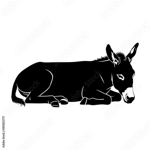 Resting Donkey Lying Down Silhouette Vector Icon