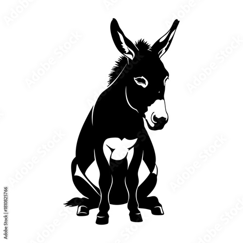 Stubborn Donkey Sitting Silhouette Vector Graphic