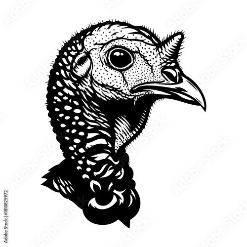 Turkey Head Side Profile Silhouette Vector Icon