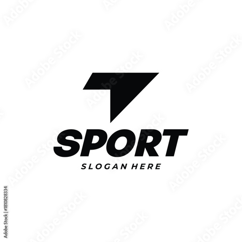A sports logo with a modern, minimalist design. The main element is a geometric arrow pointing upwards, representing speed, energy, and progress. The icon's shape is crafted with bold lines and sharp 