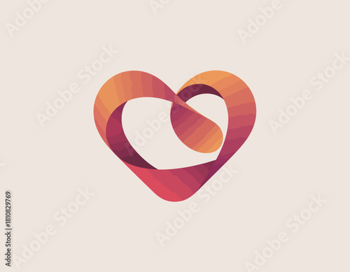 A gradient heart shape intertwines beautifully, representing love, connection, and unity, ideal for various contexts like relationships, celebrations, and heartfelt messages.