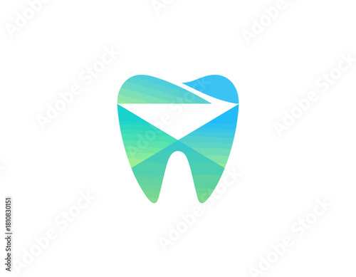 A creatively designed tooth icon featuring unique gradient colors, symbolizing dental health and care, making it ideal for dental businesses and branding.