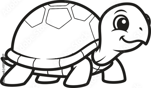 An adorable and friendly cartoon turtle with a cheerful expression, featuring a distinct shell pattern, ideal for childrens books, educational materials, and cute animalthemed designs