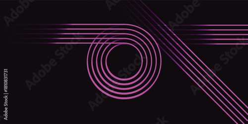 Abstract glowing purple lines creating a circular loop and diagonal path on a dark background, suggesting motion and technology.