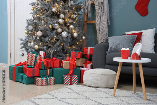 Interior of festive room wi...