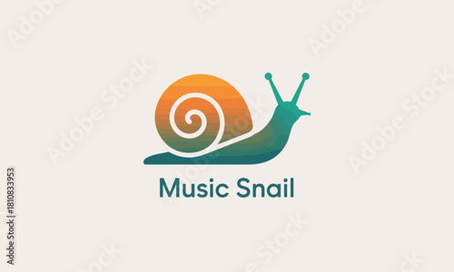 A vibrant logo featuring a snail with a unique musical theme represents a creative and playful approach to the world of music, perfect for a brand focusing on entertainment.