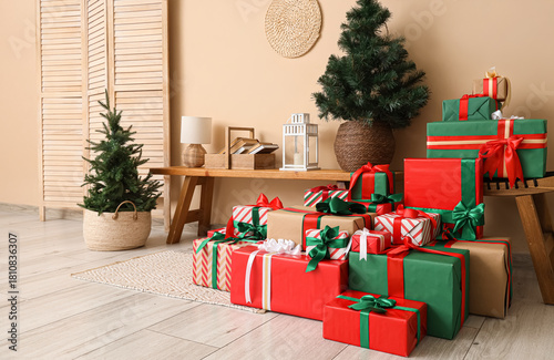 Interior of festive room wi...